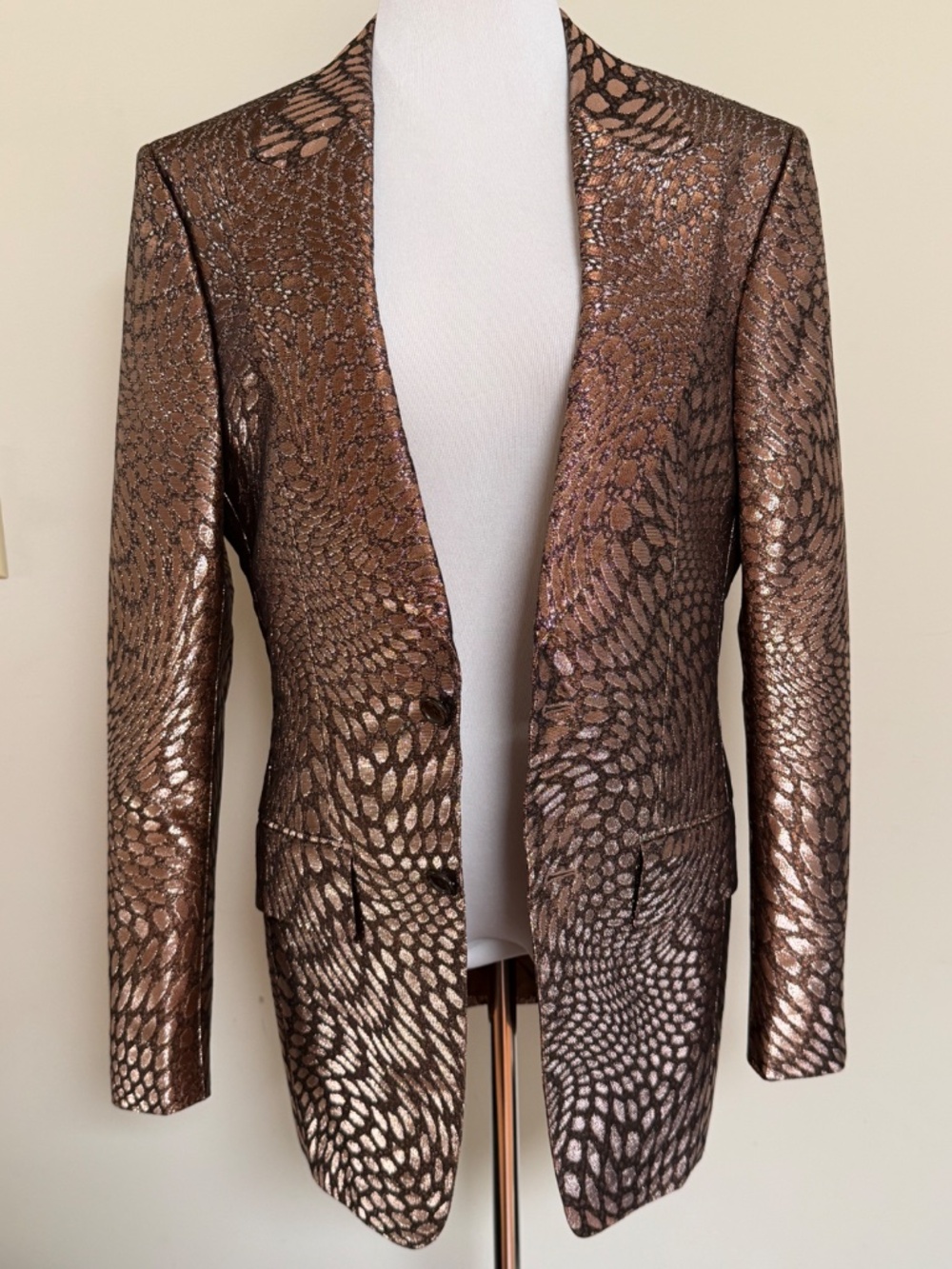 Tom Ford Atticus Bronze Distorted Dot Pattern Dupioni Dinner Jacket - Picture 14 of 15